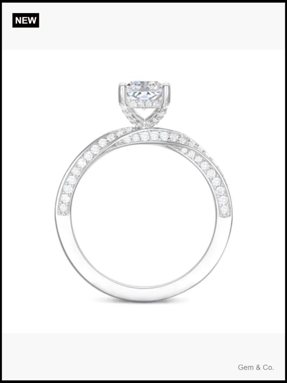 14K White Gold 1CT Princess Cut Moissanite Engagement Ring